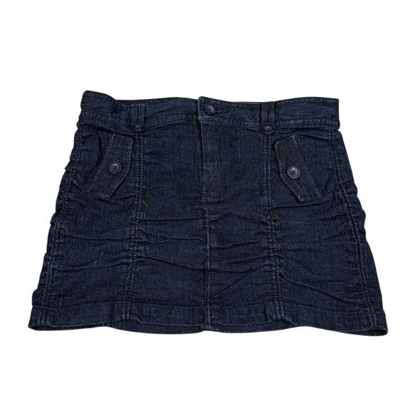 Miley Cyrus x Max Azria Junior Womens Size 9 Y2K Ruched Denim Mini Skirt - Picture 1 of 8